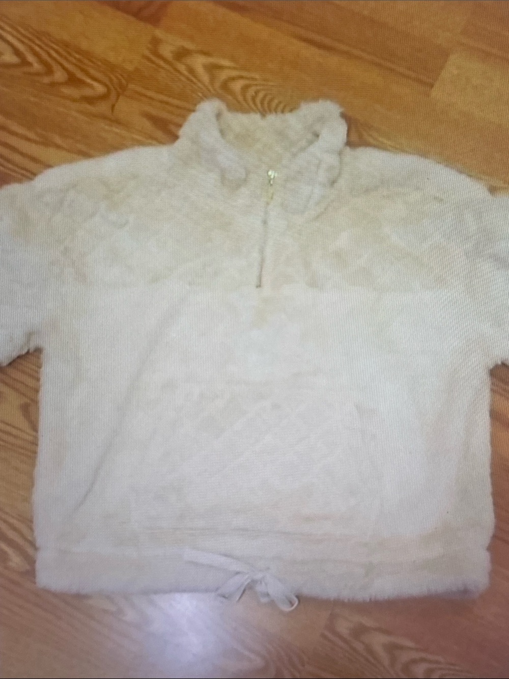 Almost Famous Cream Sherpa Half-Zip Pullover Hoodie